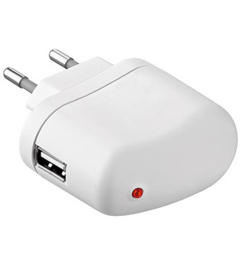 Power and charging adapter 230V to USB, 1A, white color