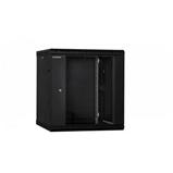 RACK LanTechnic, 19", 12U, 600x450mm, glass door, wall-mounted, one-piece, black